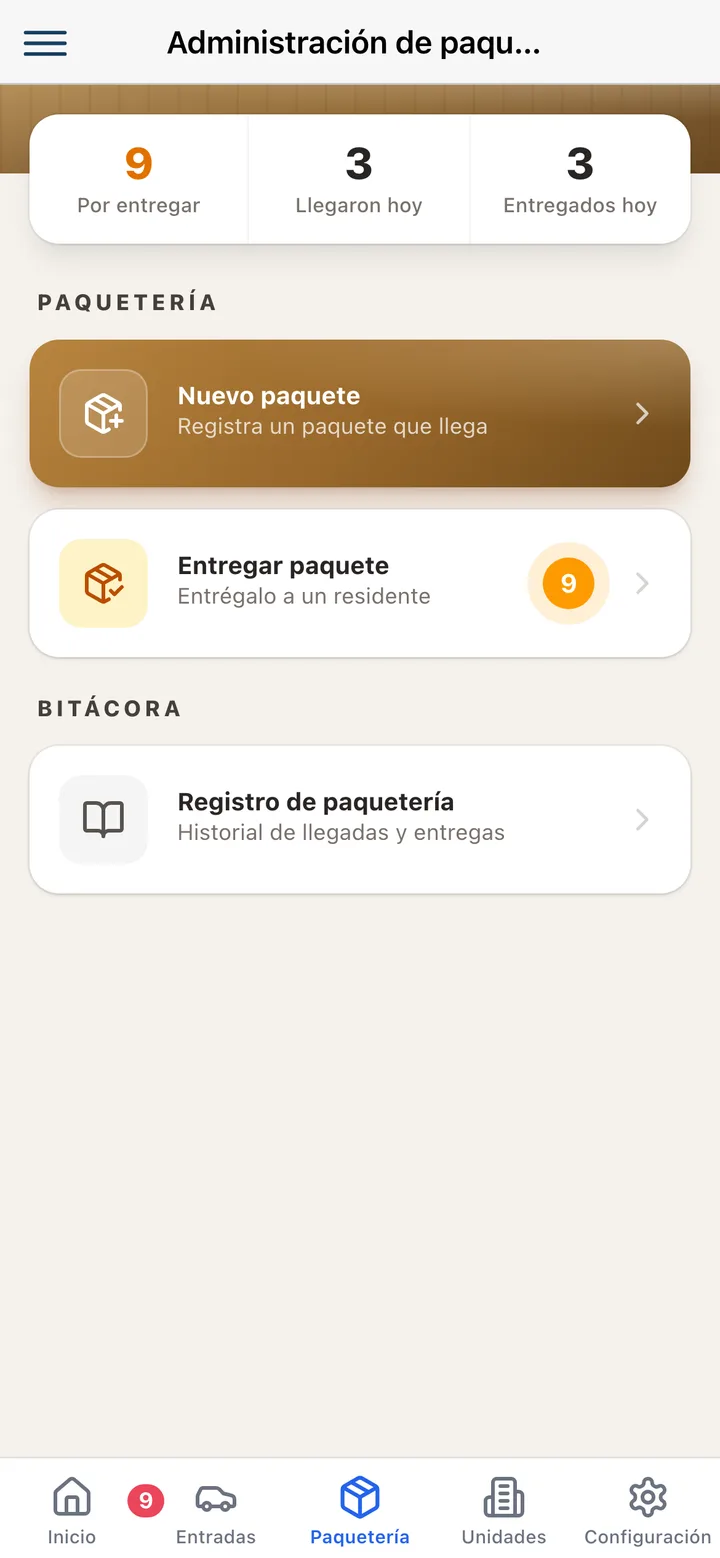 Koti security app: package intake and handover