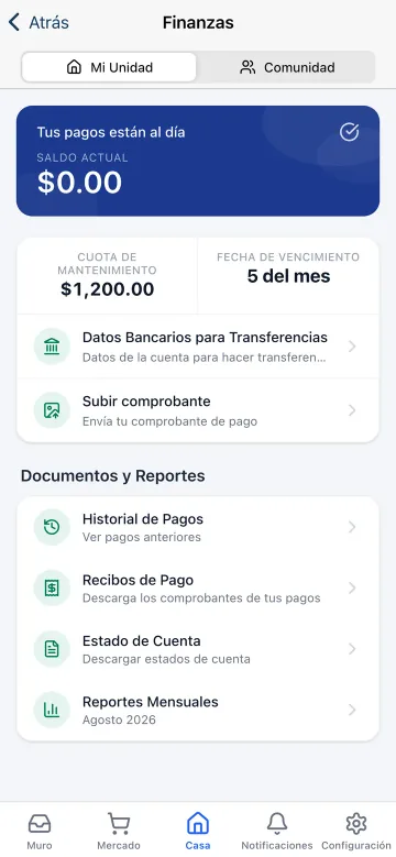 Koti app: resident account statement and payments