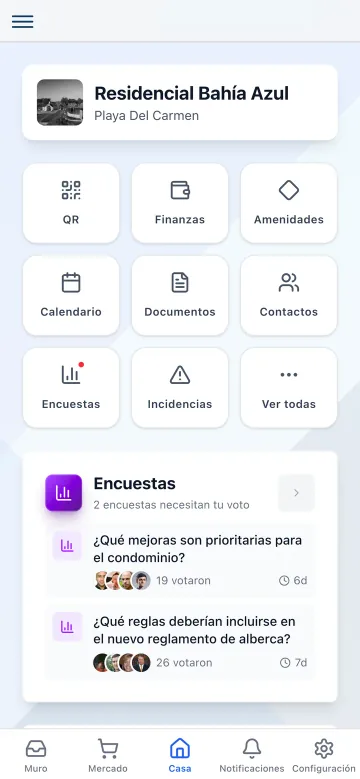 The Koti app home screen showing the resident’s active bookings and packages waiting to be collected.