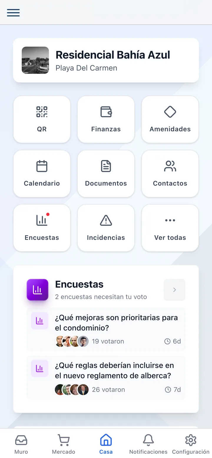 The Koti app home screen showing the resident’s active bookings and packages waiting to be collected.