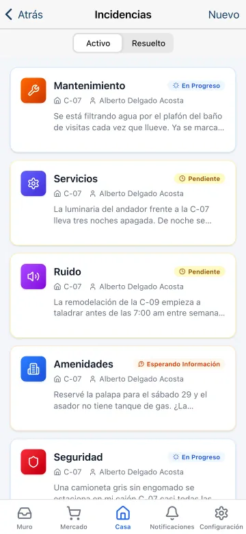 Koti app: incidents and maintenance tickets