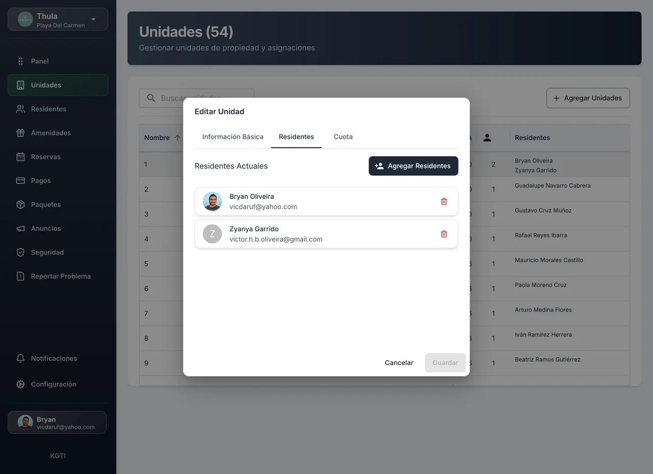 Software unidades habitacionales - Configuración propiedades residenciales
